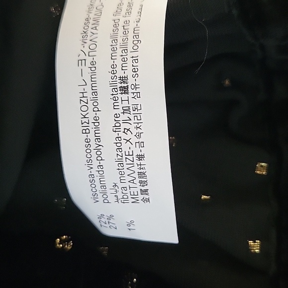 NWT ZARA Black CROPPED VELVET TOP Long Sleeve  Metallic  size M - Picture 12 of 13